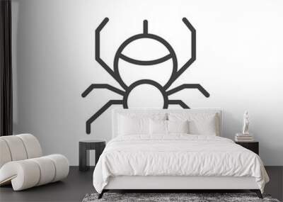 Spider outline icon. linear style sign for mobile concept and web design. Hanging spider on spiderweb simple line vector icon. Symbol, logo illustration. Pixel perfect vector graphics Wall mural