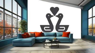 Swans in love with heart icon vector, filled flat sign, solid pictogram isolated on white. Symbol, logo illustration. Wall mural