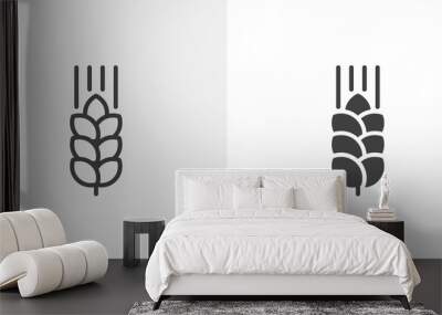 Wheat ear icon. line and glyph version, outline and filled vector sign. Cereals grain linear and full pictogram. Agriculture symbol, logo illustration. Different style icons set Wall mural