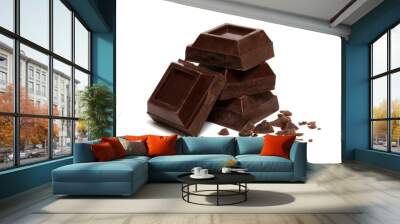 broken bar of dark chocolate Wall mural