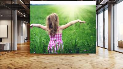 Girl and field Wall mural