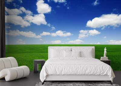 green field and blue sky Wall mural