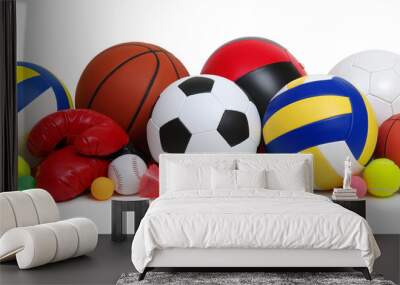 Various sport equipments isolated on white Wall mural