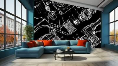 technical drawing Wall mural