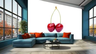 Cherries isolated on white Wall mural