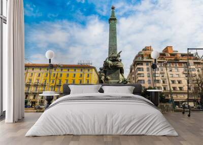 Milan, Italy. Obelisk on the square five days (cinque giornate), inaugurated in 1895, in memory of the uprising called 