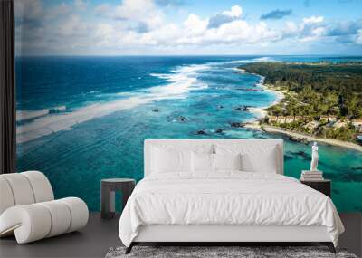 Aearial view of Belle Mare beaches, Mauritius. Wall mural