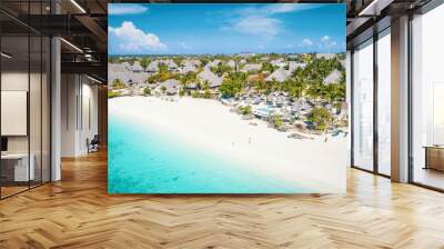 Aerial view of Nungwi Beach in Zanzibar, Tanzania Wall mural