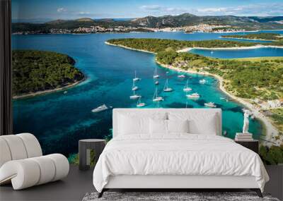 Aerial view of Paklinski Islands in Hvar, Croatia. Wall mural