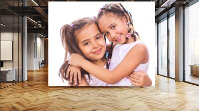 Two young sisters smiling Wall mural