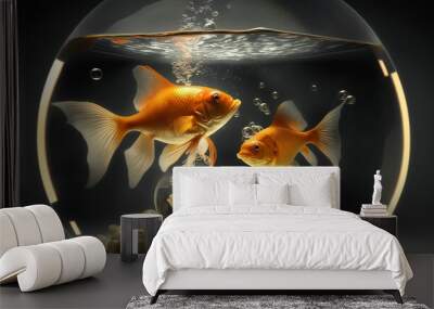 Goldfish Swimming In A Tank Wall mural