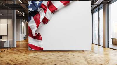 A close-up shot of an American flag on a white surface, suitable for patriotic or national pride themed projects Wall mural