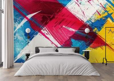 A detailed view of a vibrant artwork on a wall, ideal for use in designs related to creativity and inspiration Wall mural