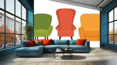 a line of fashionable armchairs. comfortable armchairs. soft furniture for rest and relaxation. furn Wall mural