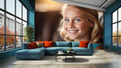 beautiful blonde girl with a beautiful smile Wall mural