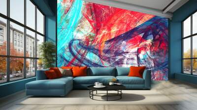 Bright artistic splashes. Abstract painting color texture. Modern futuristic pattern. Dynamic bright multicolor background. Fractal artwork for creative graphic design Wall mural