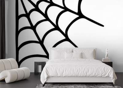 Scary doodle corner spider web on white background. Hand drawn spooky cobweb. Decorative element for Halloween design. Hand-drawn vector illustration Wall mural