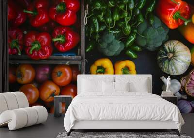 Colorful assortment of vegetables supports health and well-being.

 Wall mural