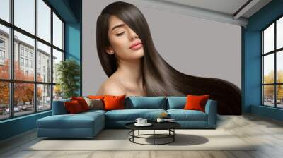 Fashion woman with straight long shiny hair. Beauty and hair care Wall mural