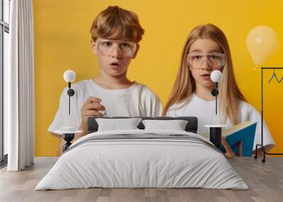 Kids Engaged in a Science Experiment Wall mural