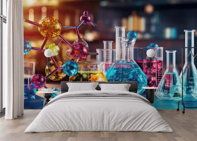 laboratory chemical glasses research and development, science and chemistry concept Wall mural