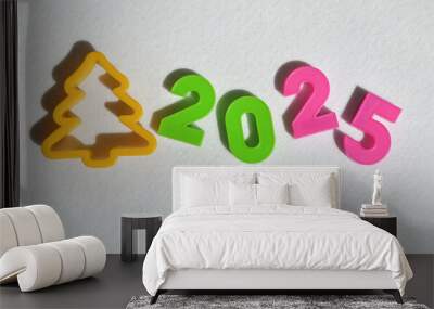 Happy new year 2025, snakes. figures for the winter holiday. background for the design. Wall mural