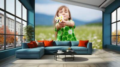 Child at camomile field Wall mural