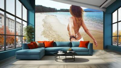 Girl on a beach Wall mural