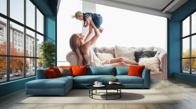 Young mom with her 8 month baby Wall mural