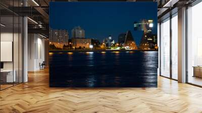 the bridge in night city  with lights  Wall mural