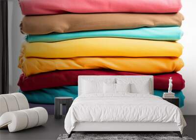 Pile of t shirts in various colors isolated. Wall mural