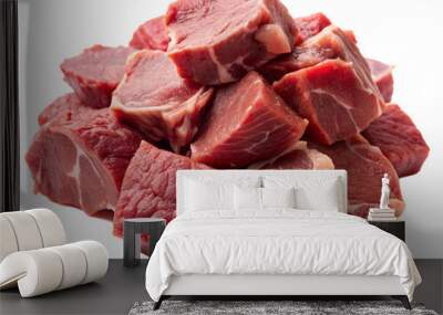 Raw fresh meat sliced in cubes. Red meat chunk Wall mural