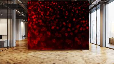 Red shiny festive beautiful background. Beautiful background of defocused shiny red round circles Wall mural