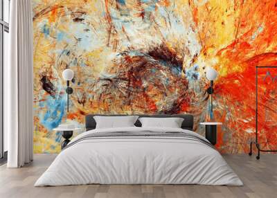 sunlight. bright dynamic background. abstract painting texture in summer color. modern artistic futu Wall mural