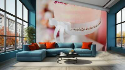 deco and sweets for the birthday of 4 years in delicate pastel shades Wall mural