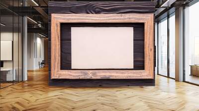 abstract empty wooden frame on natural wooden background created with generative ai technology Wall mural