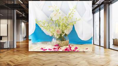 wedding decorated table and set up on beach Wall mural