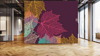 Autumn  background with maple leaves. Nature banner. Frame with plants. Bright template  Wall mural