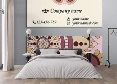 Invitation, business card or banner with text template. Round fl Wall mural