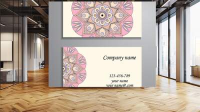 Invitation, business card or banner with text template. Round fl Wall mural