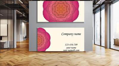 Invitation, business card or banner with text template. Round fl Wall mural