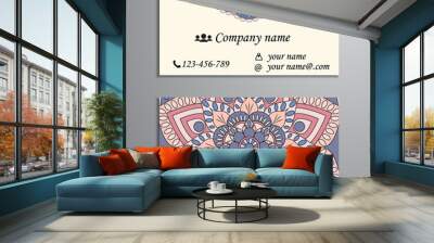 Invitation, business card or banner with text template. Round fl Wall mural