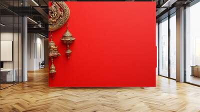 Beautiful traditional indian decoration hanging on red background Wall mural