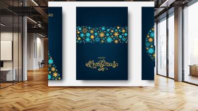 Christmas tree, ball, xmas elements and decorations. Wall mural