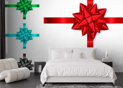 Decorative  ribbon and bow for gift  box  on white background. Wall mural