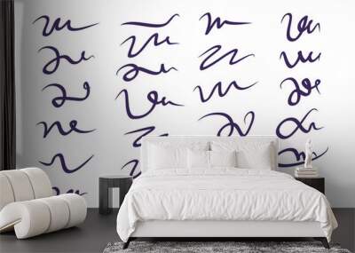 Set of hand drawn lettering and calligraphy swirls, squiggles. Vector ink decorations for composition Wall mural