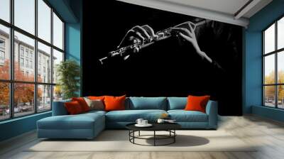 Flute instrument Hands playing flute music Wall mural