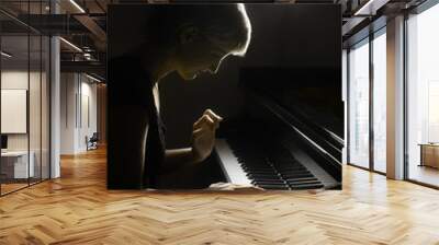 Pianist musician piano music playing. Wall mural