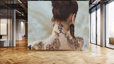 beautiful pattern on a naked body of the girl 3464. Wall mural