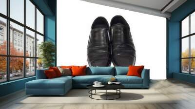 Black men's classic shoes isolated on white background. Insulated shoes. Men's shoes. Wall mural